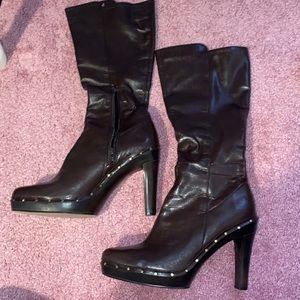 Platform Brown High Heeled Boots